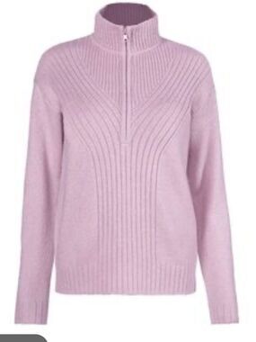 CABI WOMENS PARK CITY SWEATER HALF ZIP PURPLE LILAC SMALL